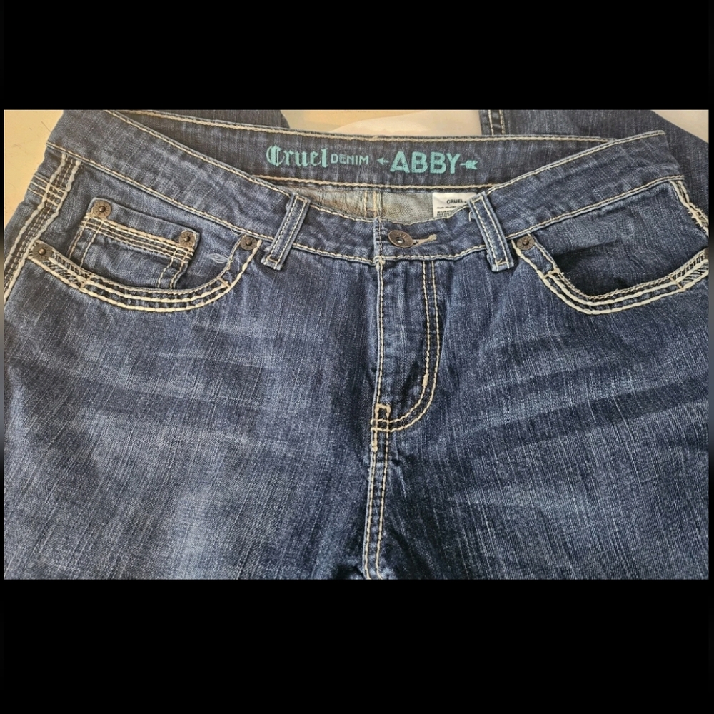 Cruel Girl Abby Denim Womens Embroidered Blue Jeans Size 32/13S 29 Inch Inseam - Picture 5 of 10